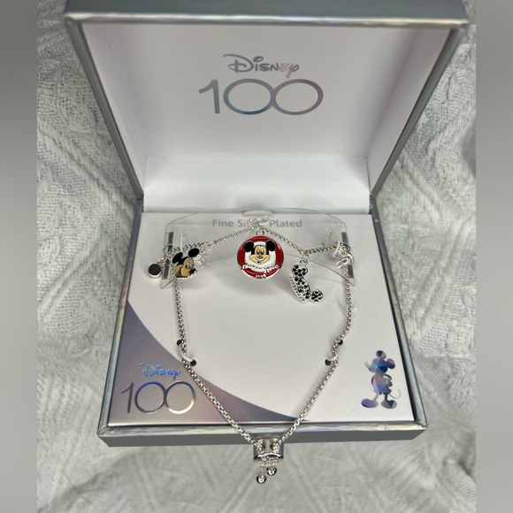 Disney100th Anniversary Fine Plated Silver Mickey Mouse Charm Bracelet Brand New - Picture 3 of 4